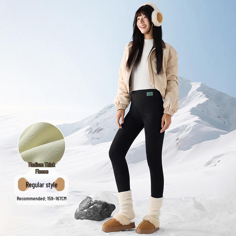 Women's Lambswool Cotton Pants - Autumn/Winter Thick Base Layer Plus Velvet, 2025 New Style Warm Tight Leggings.