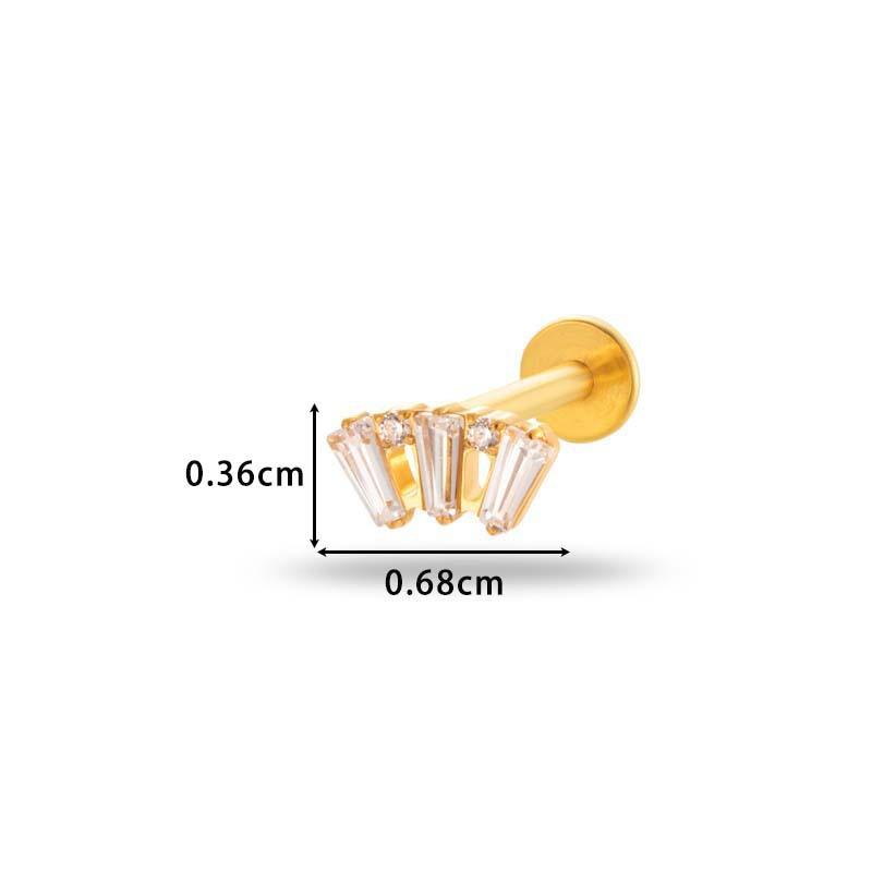 1 pièce G23 Titane Massif Filetage Interne Dos Plat Fleur CZ Clou de Tragus Cartilage Boucle d'Oreille Helix Rook Lobe Labret Bijou de Piercing