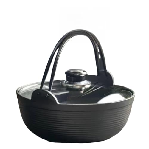 NIGOE Iron Pot, Non-Stick Pan, Traditional Iron Pot, Small Wok, Japanese Dashi Pot, Sukiyaki Pot, Pure Cast Iron, Glass Lid or Wooden Lid, Induction a