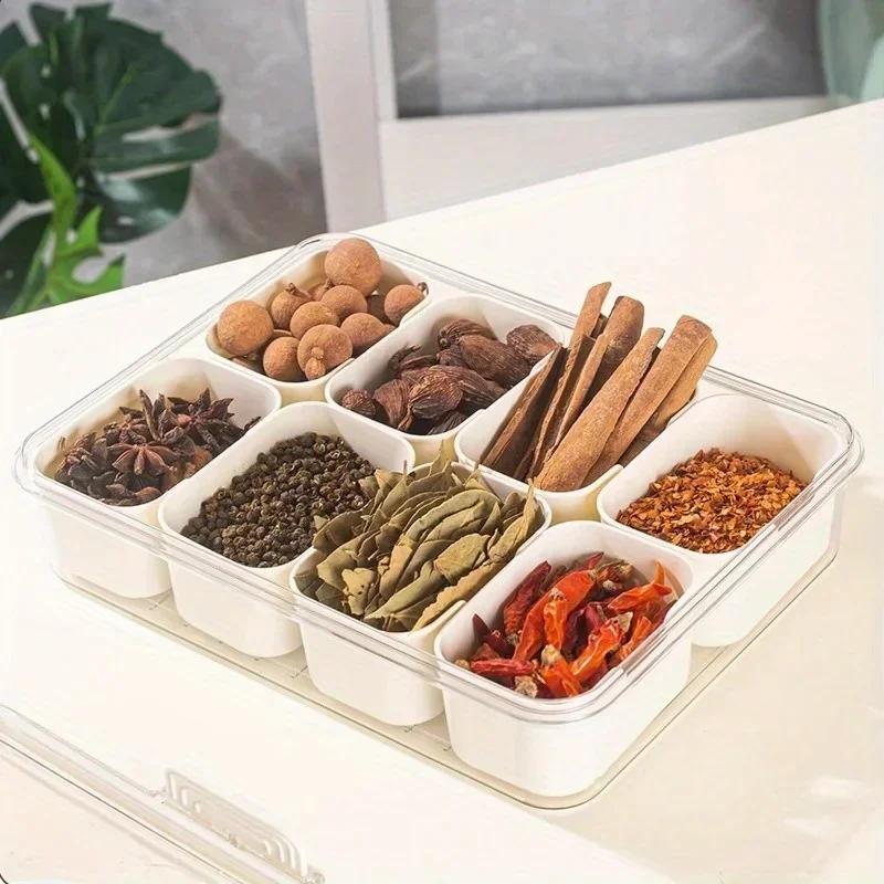 4/8 Grid Portable Snack Platters Organizer Divided Serving Tray with Lid Handle with Reusable Snack Box Household Kitchen