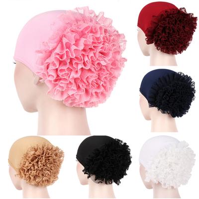 Mode Katoen Effen Kleur Kant Bloemen Zachte Hoofdbedekking Dames Hoofddoek Pet Hoed