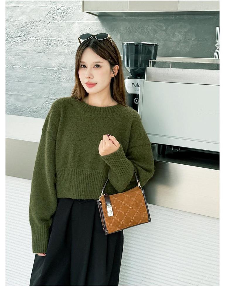 Premium Women's Top-Grain Cowhide Suede Crossbody Handbag 2025 Fashionable Small Square Bag