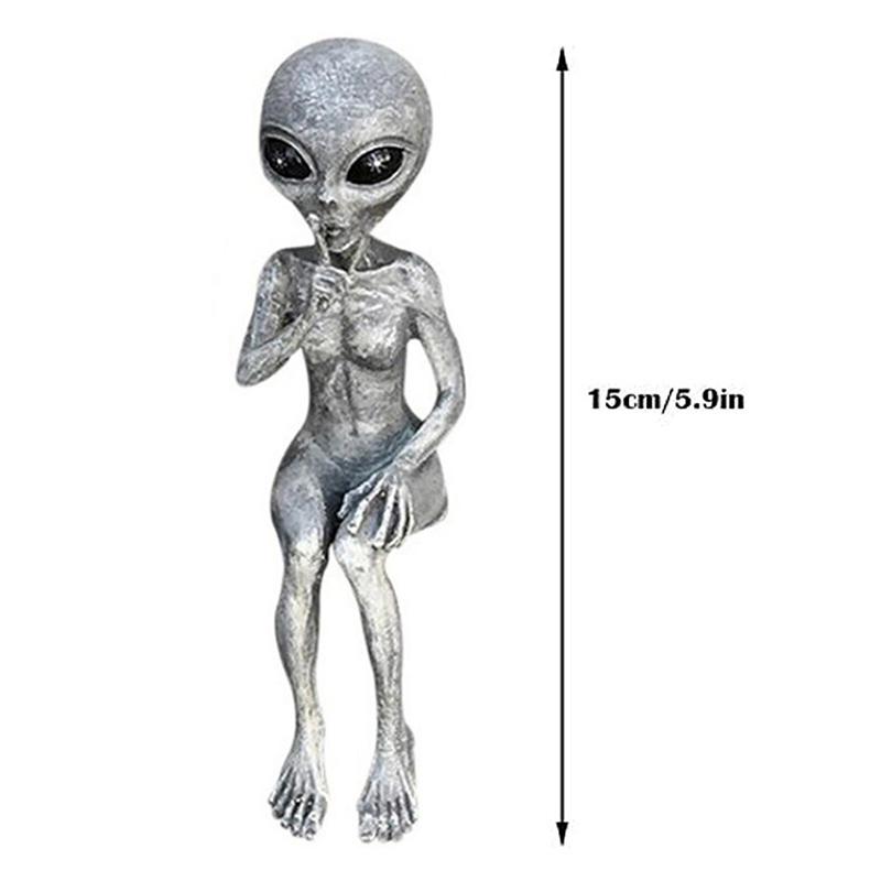 1pc Halloween Funny Resin Alien Statue Outdoor Garden Decoration UFO Dwarf Sculpture Indoor and Outdoor for Birthday Ornaments
