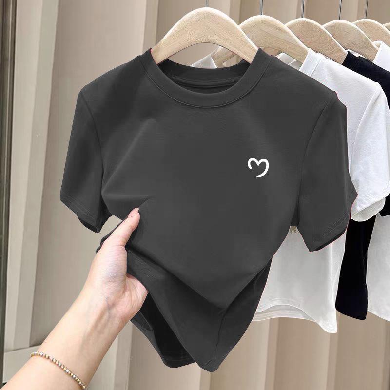 Women's Coffee Short-Sleeve Brushed Cotton T-Shirt - Versatile Simple Fashion for Spring, Summer, Autumn 2026