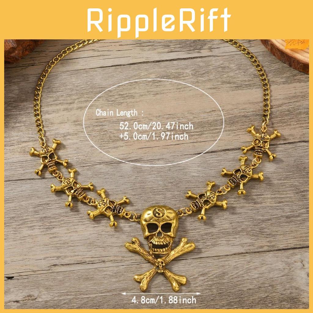 Fantasy Skull Dark Cross Necklace Metal Pendant For Celebrations Festival