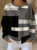 Full Printed Women's trendy  waffle pullover, suitable for casual autumn wear, semi-buttoned fashion style top, machine washable