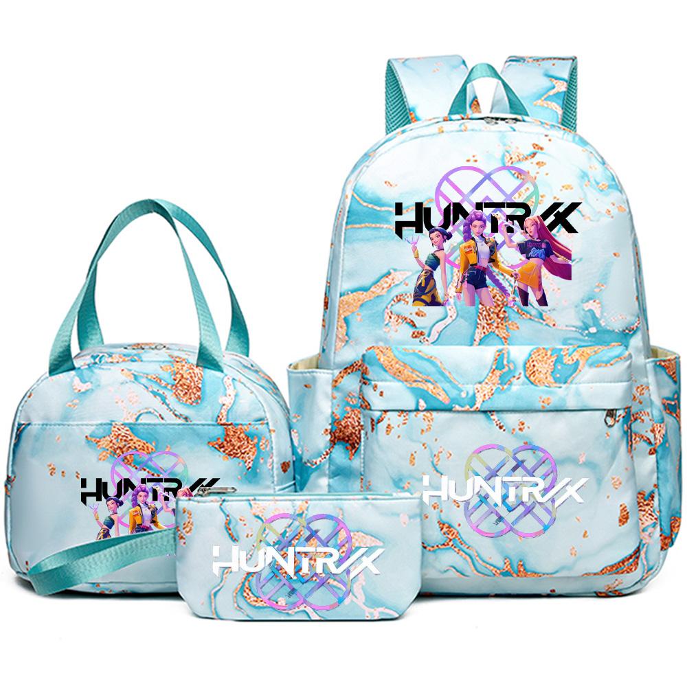 3Pcs/set Cartoon Kpop Printed Backpack with Handbag Pencil Case for Teenager Student Girl Boy Bookbag Schoolbag Women Large Capacity Travel Bag