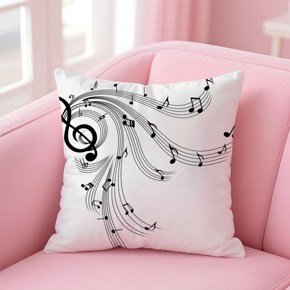 Sheet Music Printing Cushion Cover Pillow Case Soft Friendly Fabric & Concealed Zipper