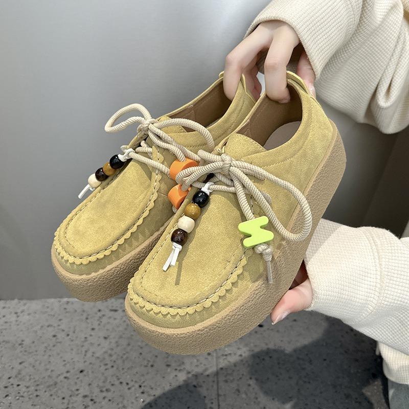 Platform kangaroo shoes women's autumn new casual retro suede single shoes women's shoes