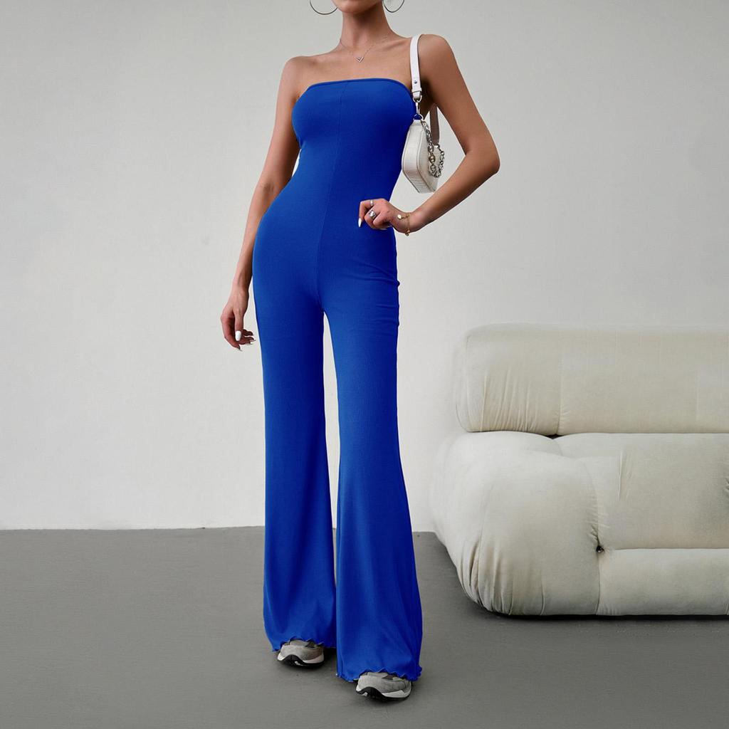 Dámské podzimní zimní elegantní kombinéza slim fit sexy podprsenka bez ramínek Jednobarevný overal bez zad