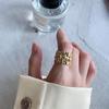 18K Gold Plated Woven Chain Ring, Stainless Steel Wide Band Statement Ring, Fashion Jewelry for Women