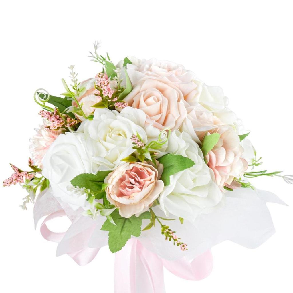 Wedding Bride Bouquet Artificial Rose Flower Bunch for Holiday Wedding Decor