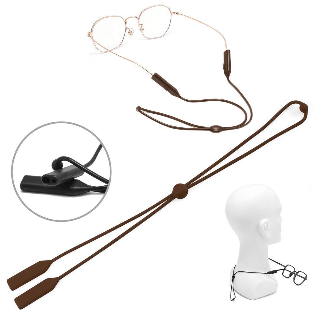 Glasses strap with adjustable elastic band and silicone hooks - GREEN
