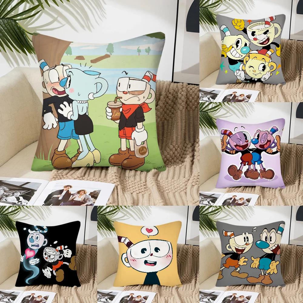 C-Cuperhead Animated Adventure Game Pillow Case Square Pillow Bedroom Sofa Leisure Comfort Car Living Room Home Decoration 40X40