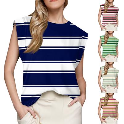 Women's Cap Sleeve Top Summer Printed Tank Top Basic T-Shirt Casual Loose