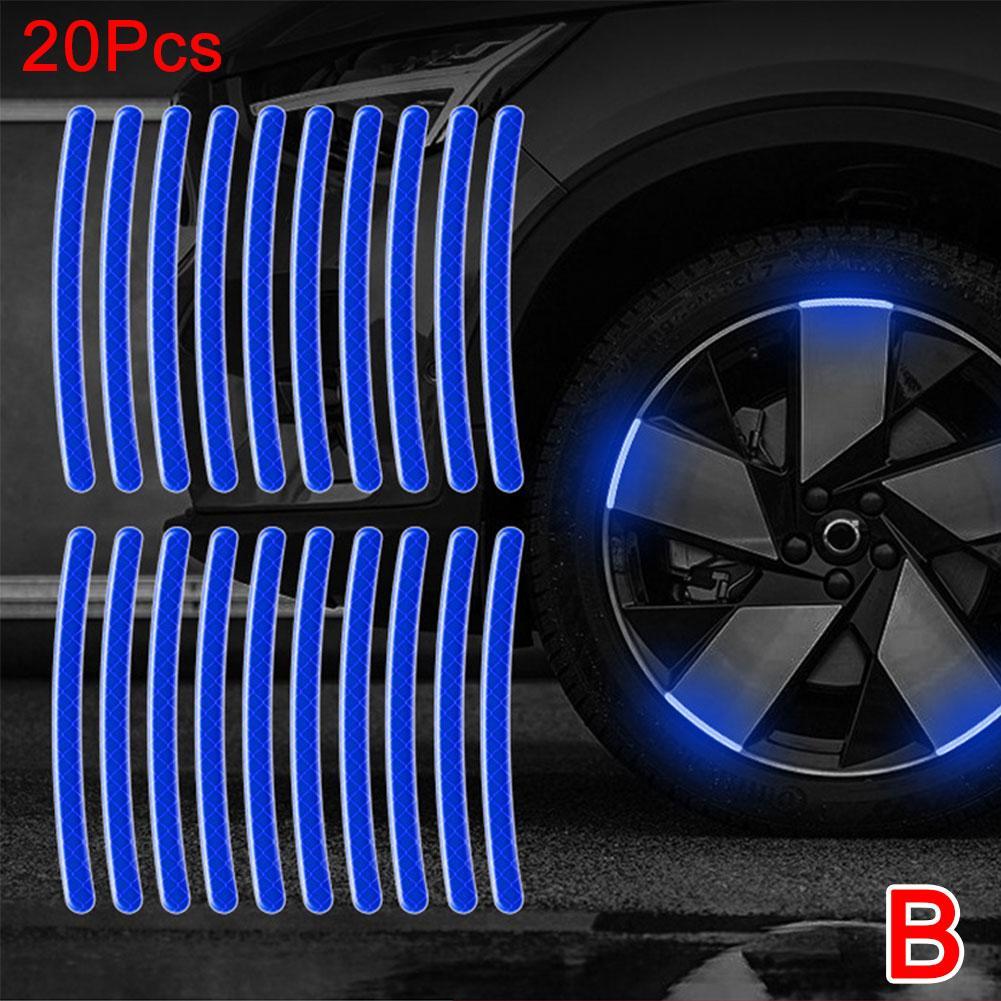 20Pcs Motorcycle Wheel Reflective Stickers Night Safety Warning Strips Motorcycle Helmet Bike Hub Styling Night Reflector Decal