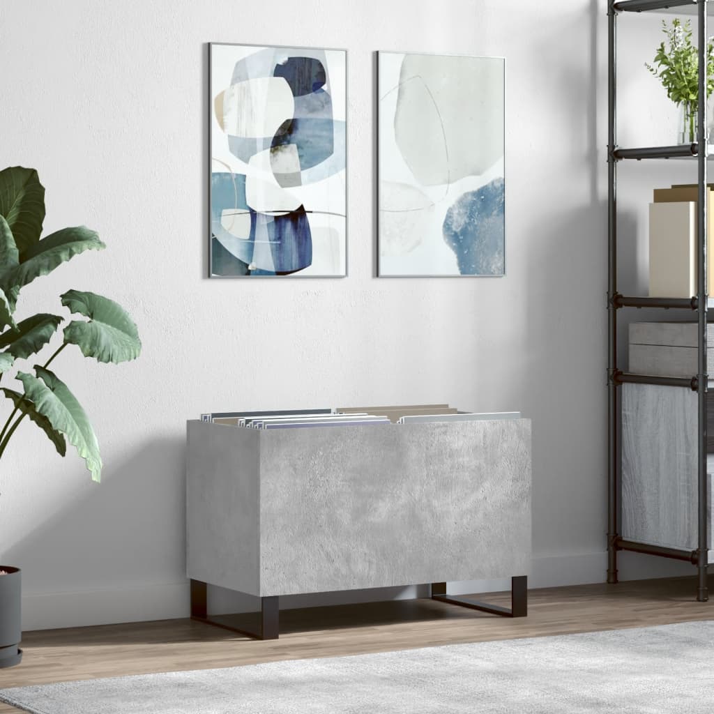 Record Cabinet Concrete Grey 74.5 x 38 x 48 cm Engineered Wood