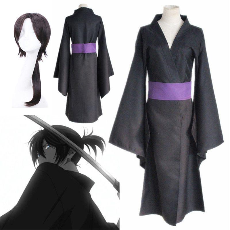Yato Noragami Anime Cosplay Costume Full Set Black Kimono Yukata Dress Party