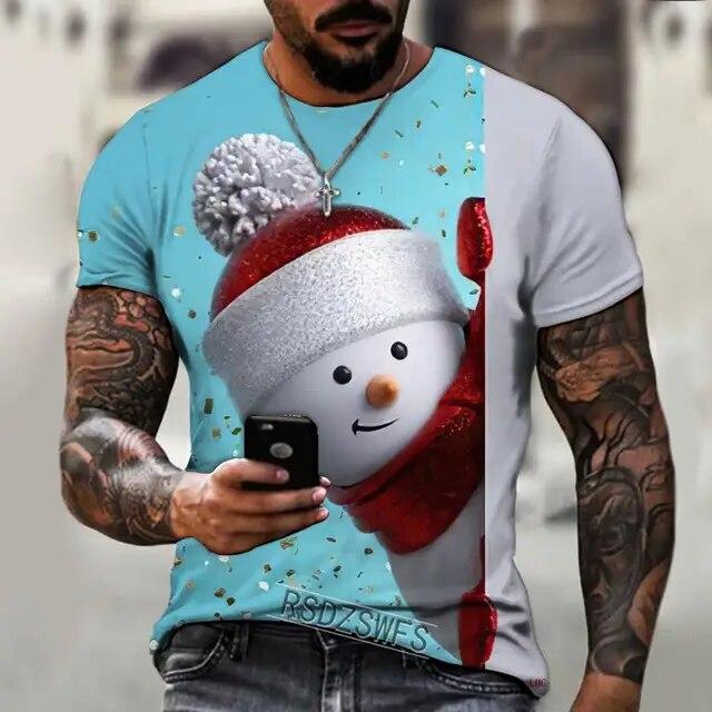 

Летняя мужская футболка с дизайном «Рождественская елка» и 3D-печатью футболки с рисунком Свободная повседневная футболка супер большого размера Удобная индивидуальная 5XL XXXL