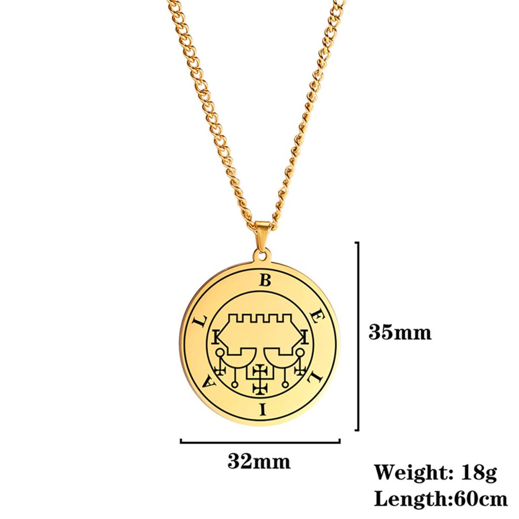 King Belial Sigil Demon Seal Necklace Stainless Steel Key of Solomon Pendant Necklaces Amulet Jewelry Gifts Wholesale