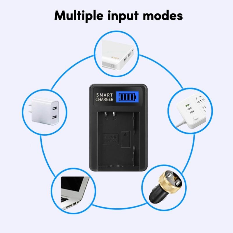 Portable EN-EL20 LCD Display Single Charger Replacement for 1 AW1 J1 J2 J3 J4 PM006 Camera Batteries LCD Charger