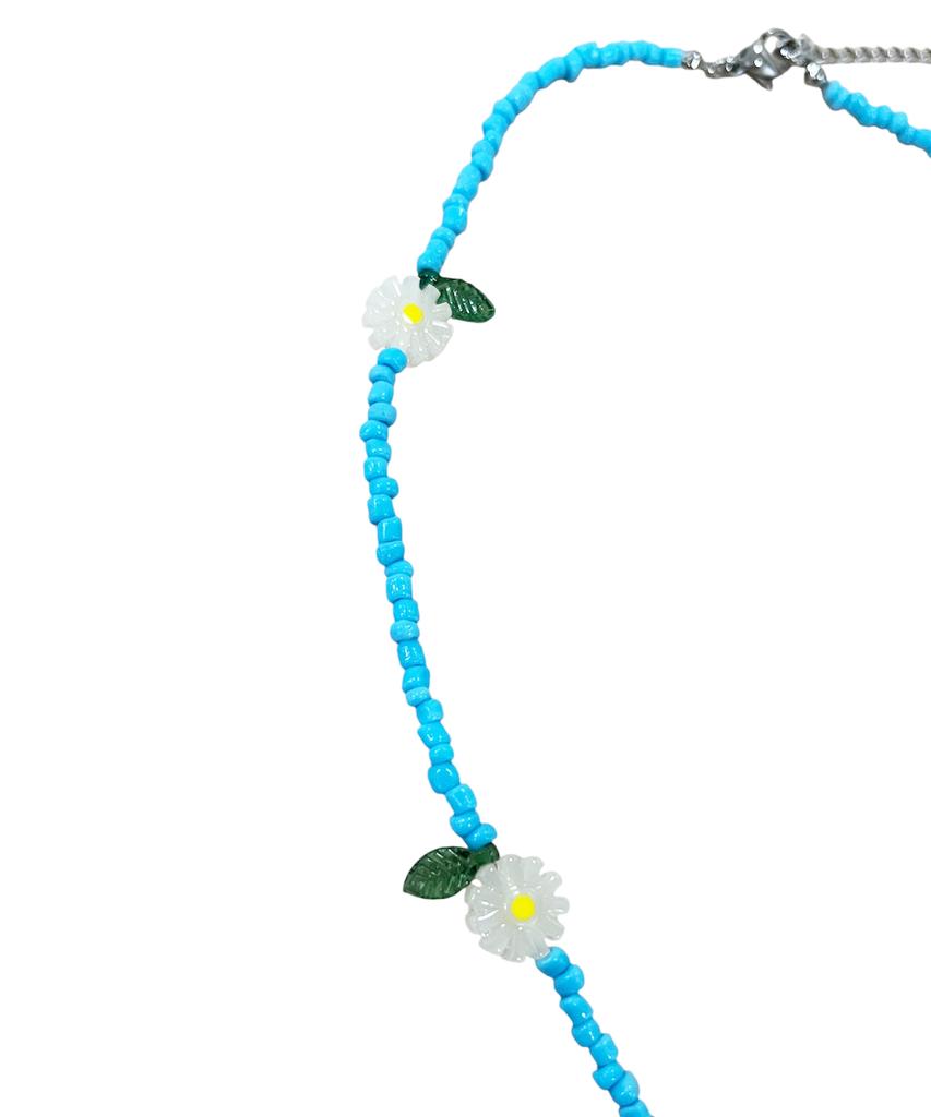 Sk8Er Rock Daisy Beads Necklace ((Light Blue))
