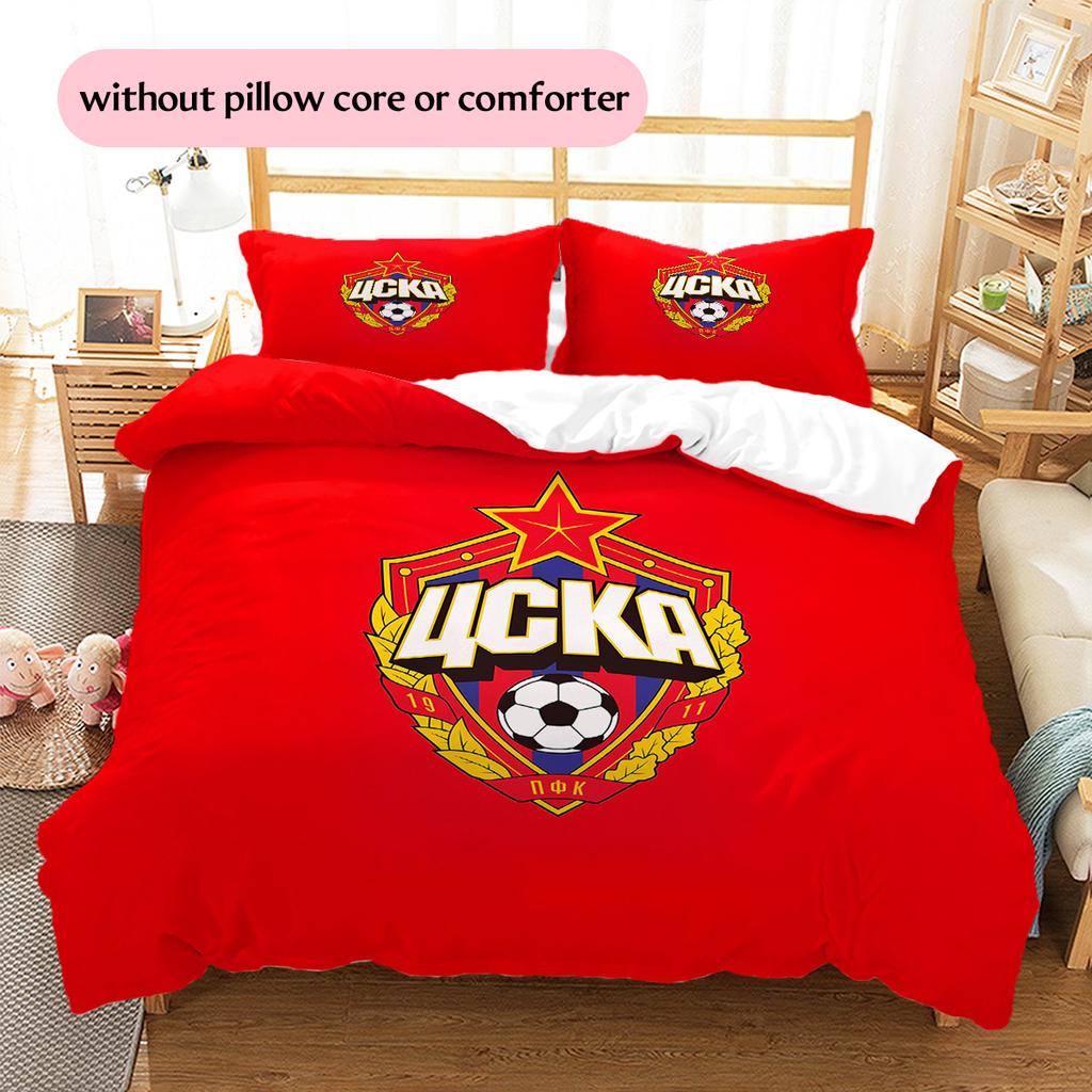 CSKA Moscow Football Club Pattern Bedding Quilt Set Home Decoration Gift (1 * duvet cover + 2 * pillowcase without core)