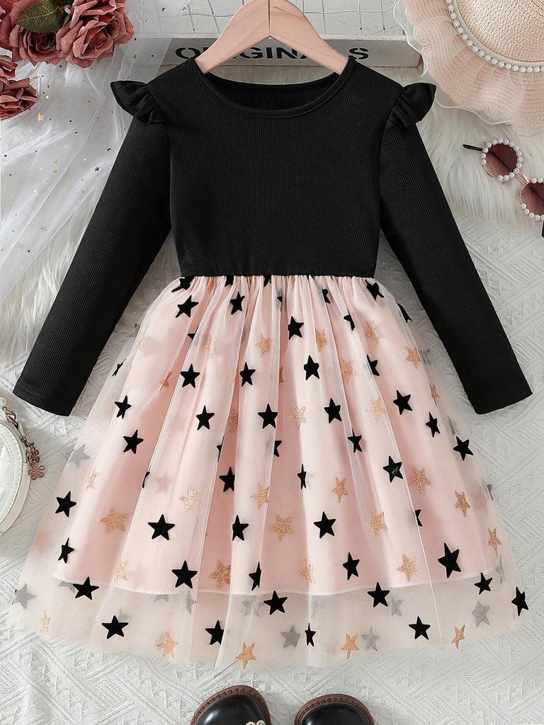 Kids Star Star Fluffy Tutu Dress Ultra Soft Breathable Party Outfit for Little Girls