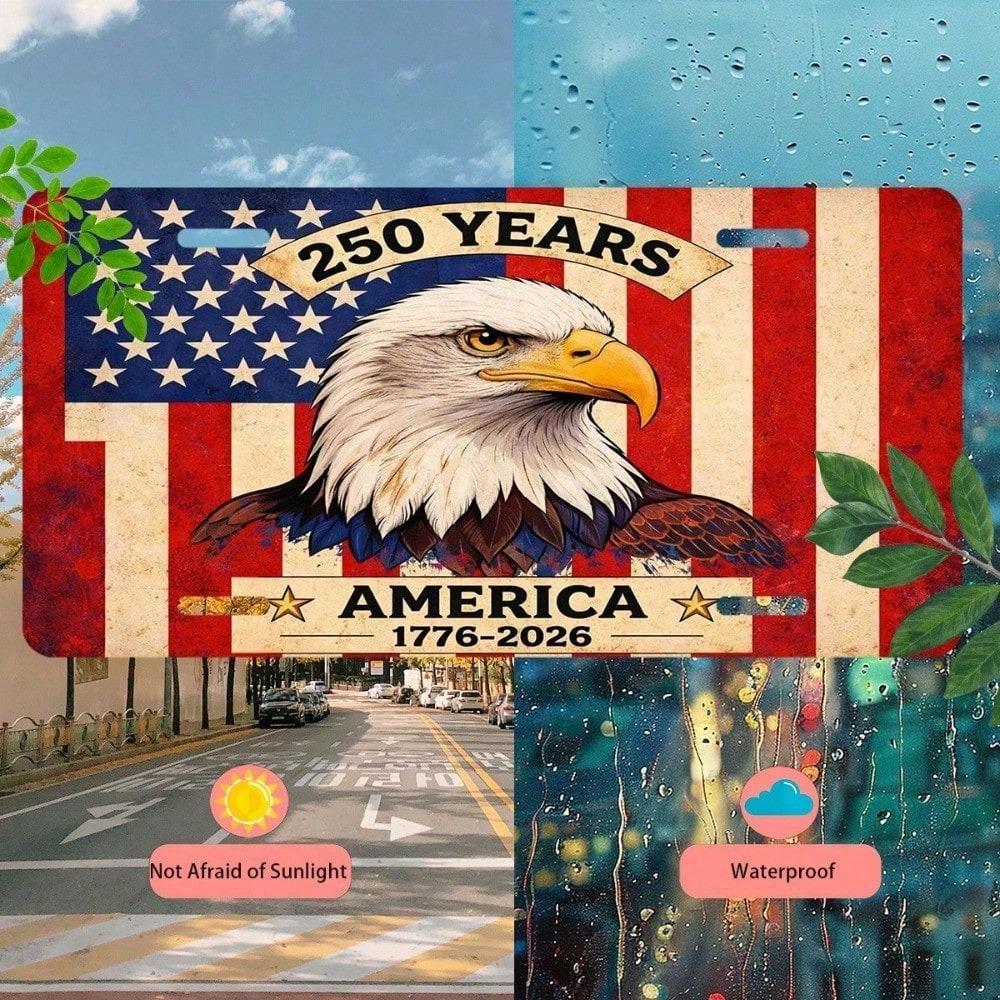 1776-2026 USA 250th Anniversary License Plate 5.9x11.8in, Aluminum Car Tag for Car Truck SUV, Patriotic Front Metal Sign, Gift for Men Women