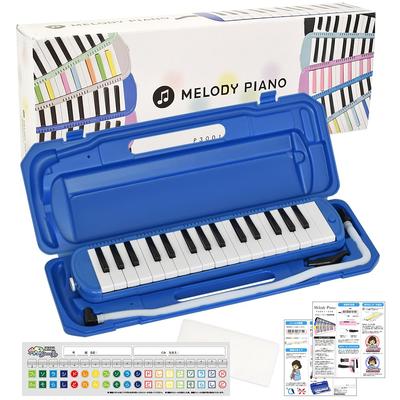 KC Kyoritz Keyboard Harmonica Melodie Piano 32 Toetsen Blauwe naamsticker P3001-32K/BL (Do-Re-Mi sticker, doek, inbegrepen)
