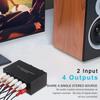 Xsdjasd Obousměrný 4cestný stereo audio přepínač L/R zvukového kanálu, 2 vstupy 4 výstupy