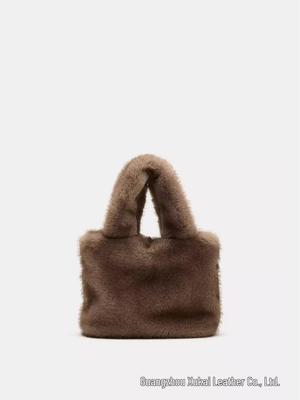 2025 Winter Fluffy Faux Fur Drawstring Crossbody Tote Bag for Women