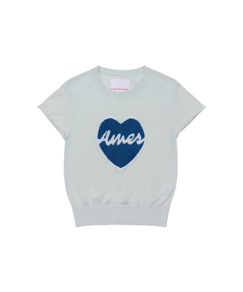 AMES-WORLDWIDE Heart Short Sleeve Knit Blue