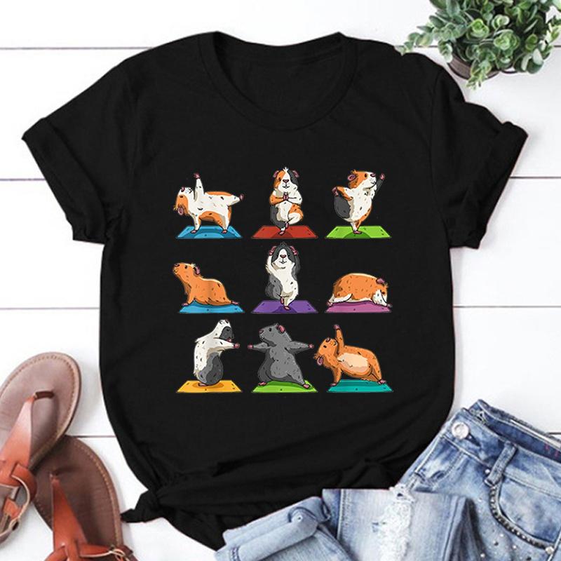 Jóga Morče Potisk Tričko Unisex Cool Letní Ležérní Tričko