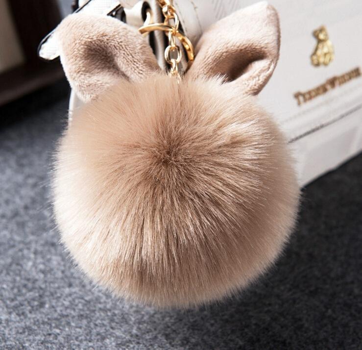 New Fluffy Bunny Toys Ear Keychain Rabbit Chain Fur Woman Bag Charms Keyring Car Pendant Holder Jewelry