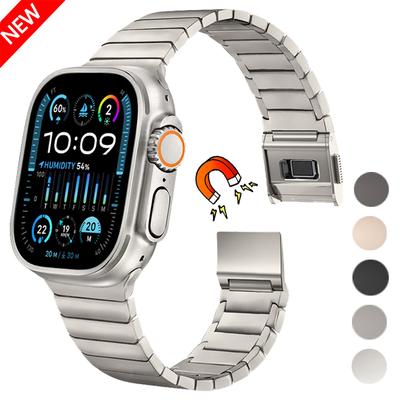 Titanium Metal Strap for Apple Watch Ultra 3 2 49mm 46mm 45mm 44mm Magnetic Buckle Wristband iWatch 11 10 9 8 7 6 5 4 SE 3 Band