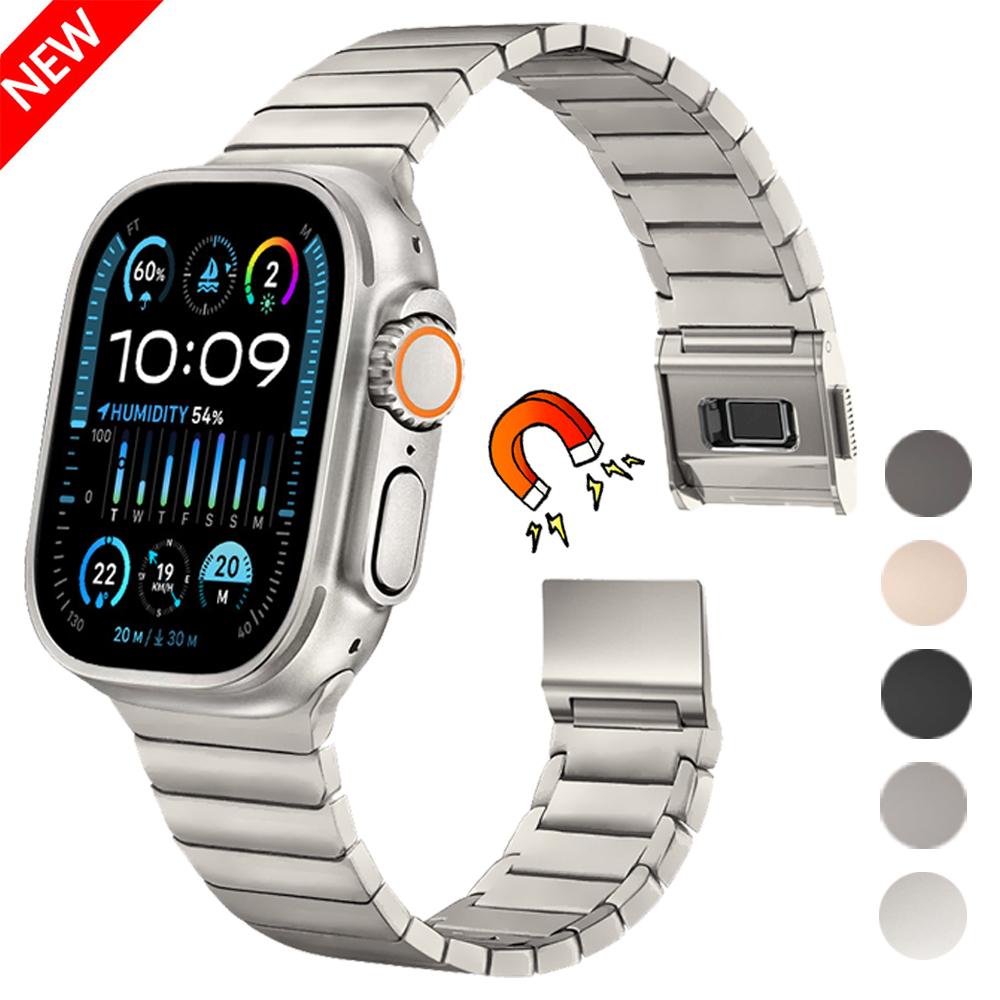 Titanium Metal Strap for Apple Watch Ultra 3 2 49mm 46mm 45mm 44mm Magnetic Buckle Wristband iWatch 11 10 9 8 7 6 5 4 SE 3 Band