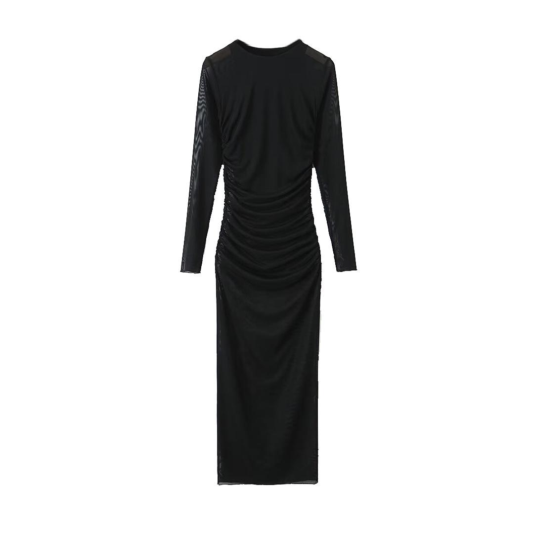 

Зимнее платье миди с плиссировкой, облегающее фигуру, в европейском и американском стиле, для женщин Large