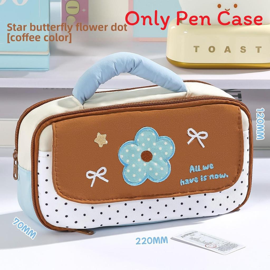 Floral Pattern Pencil Case With Large Capacity For Students And Travel Use