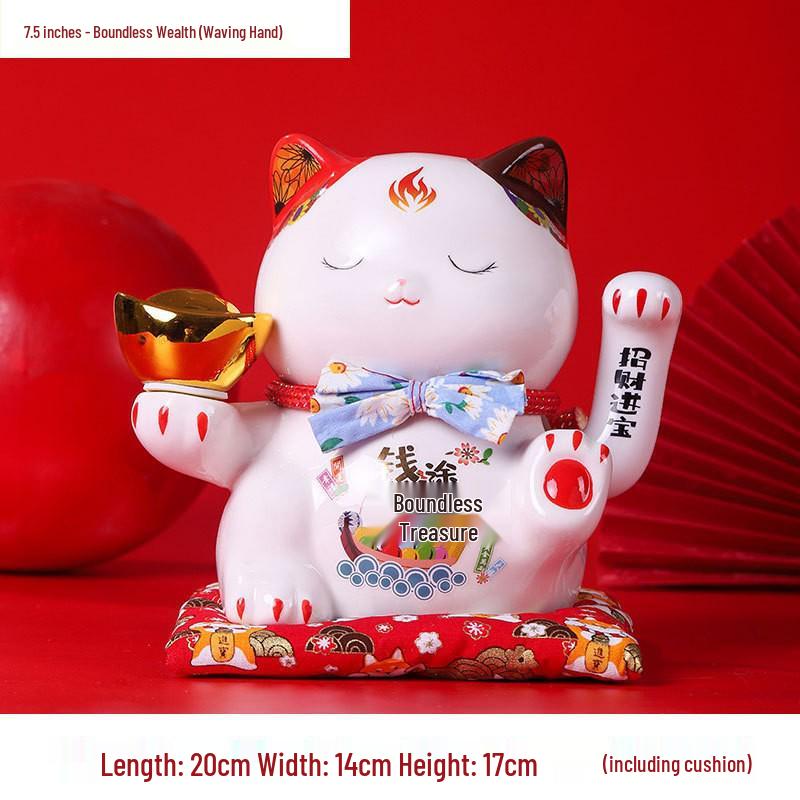Large Electric Waving Lucky Cat Ornament for Home or Shop Decor
