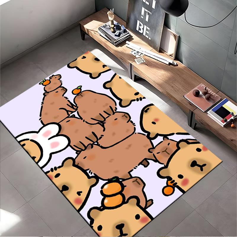 Cartoon Animal Pattern Carpet with Cute Bears and Rabbits Design Suitable for Use As an Anti-slip for Living Room Bedroom Sofas