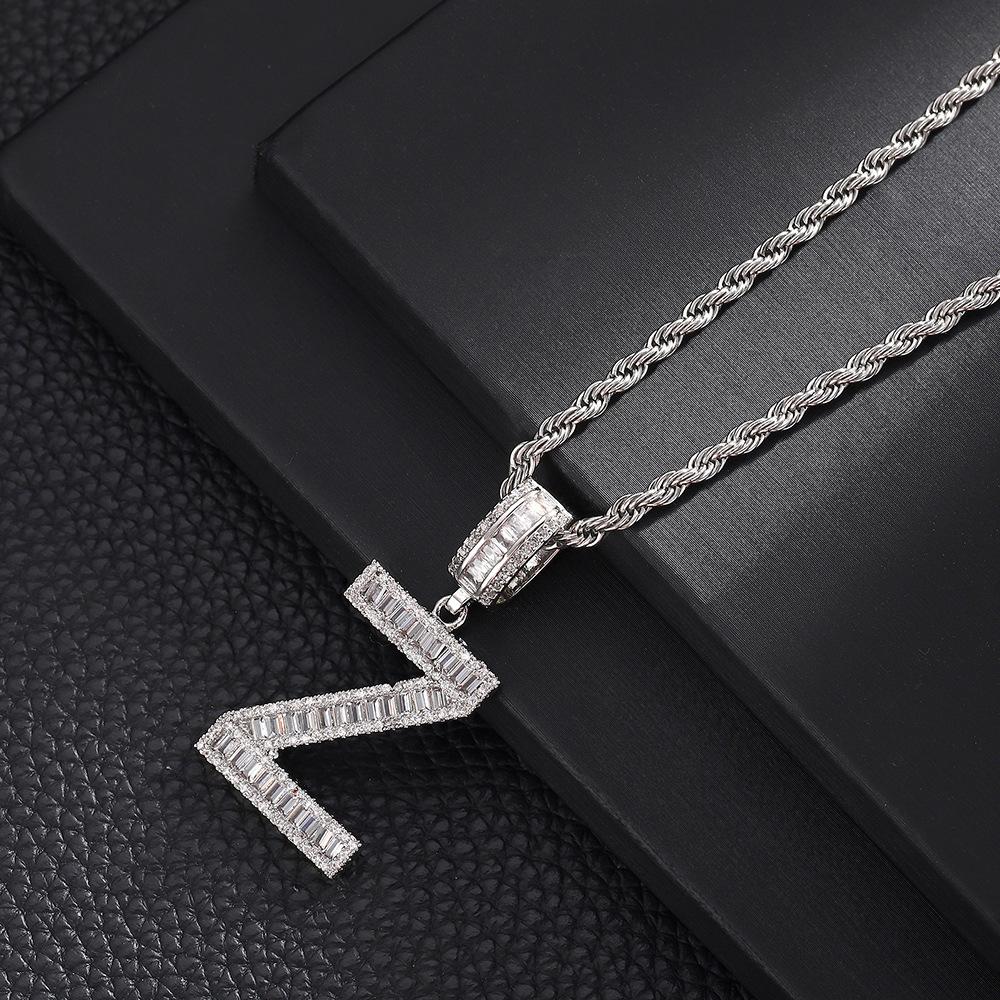 

Hip Hop Letter Pendant Copper Inlaid Zircon Necklace Personalized Jewelry Niche Design Men S Pendant