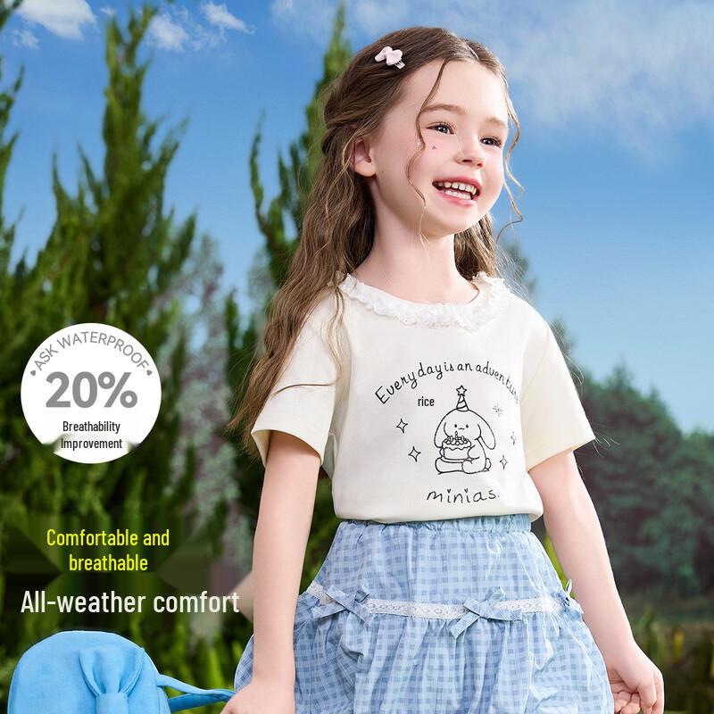 ASK JUNIOR Girls  Lace-Panel Round Neck T-Shirt 120