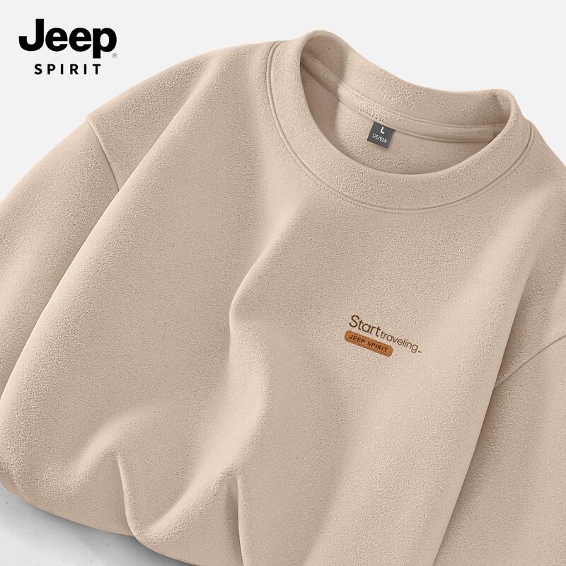 JEEP SPIRIT Men's D-Velvet Thermal Round Neck Long-Sleeve T-Shirt
