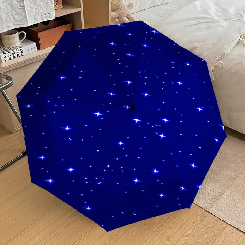 1 Stück blaue Sterne Regenschirm - 8 Speichen verstärkt, Automatisches Öffnen, Leicht & Langlebig, Niedliches Modeaccessoire für den Außenbereich, Strand oder Freizeit, Strandschirm