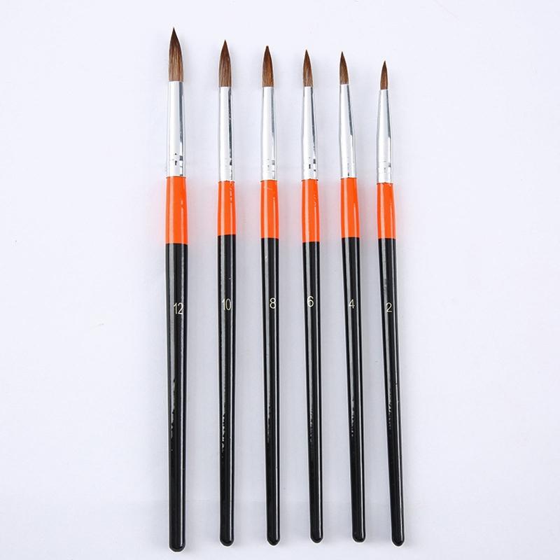 6 Kit Watercolor Painting Brushes Anti-Shedding Round Tip Artist Paintbrushes for Kids Adults Drawing Art Craft Supplies