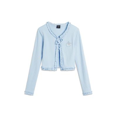 Li Ning X Disney Sampu Rabbit Collaboration Series Casual Comfortable Solid Color Long Sleeve Knit Top Women Tops Cloud-Blue AWDU836-2