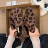 Baotou Wears a Pedal Outside, Flat-bottomed Lazy Cotton Slippers, Women's 2025 Autumn New Casual and Comfortable Fluffy Half Slippers