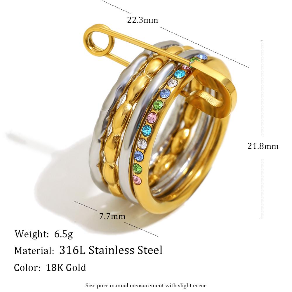 

MamacitaSlay 316L Stainless Steel Zircon Two Tone Multilayer Paperclip Ring Party Waterproof Jewelry Women s Unique Ring Gifts 6