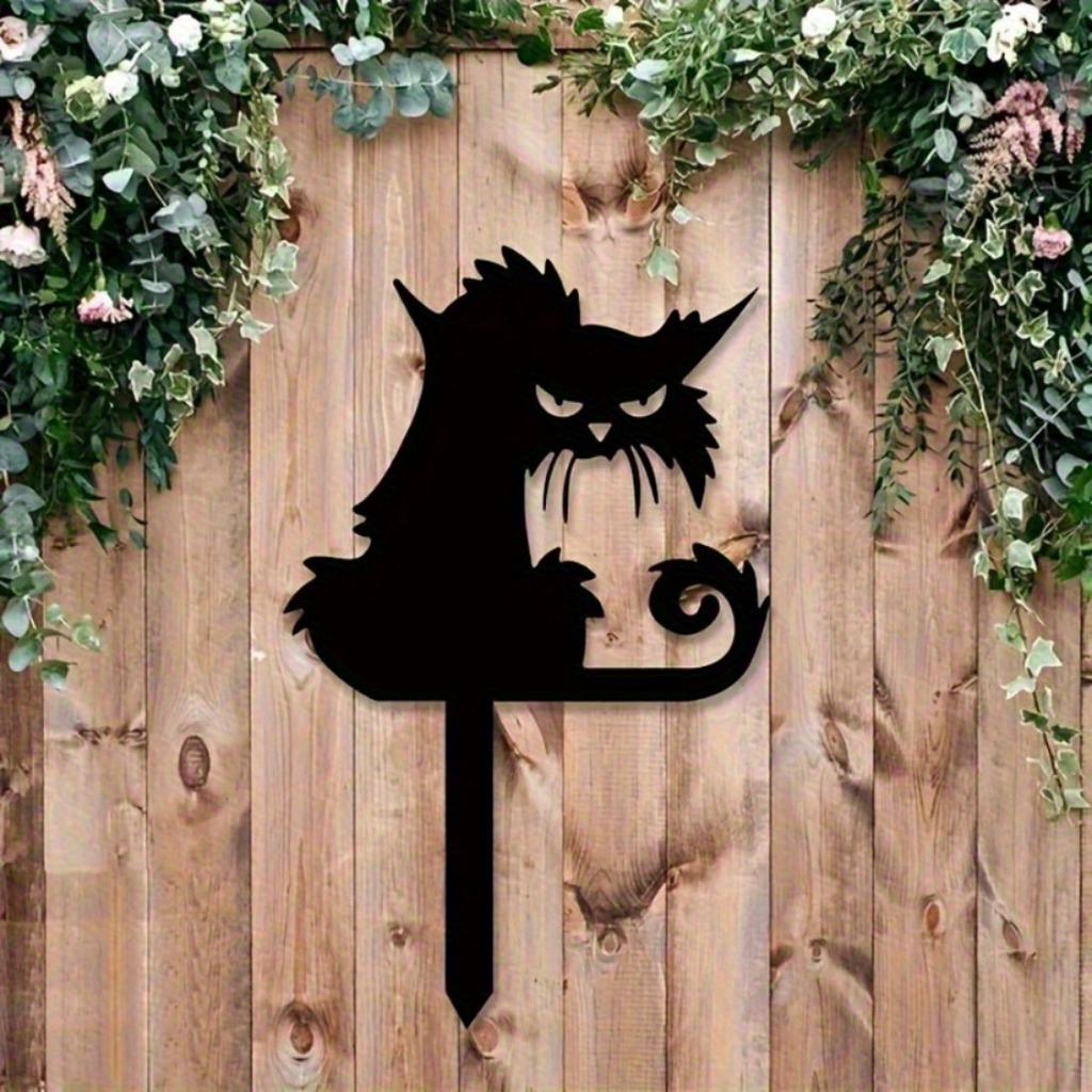 Halloween Ghost Cat Metal Garden Stake Spooky Silhouette Outdoor Yard Patio Decor Fall Display Ornament